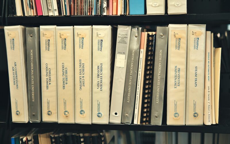 a book shelf filled with lots of books