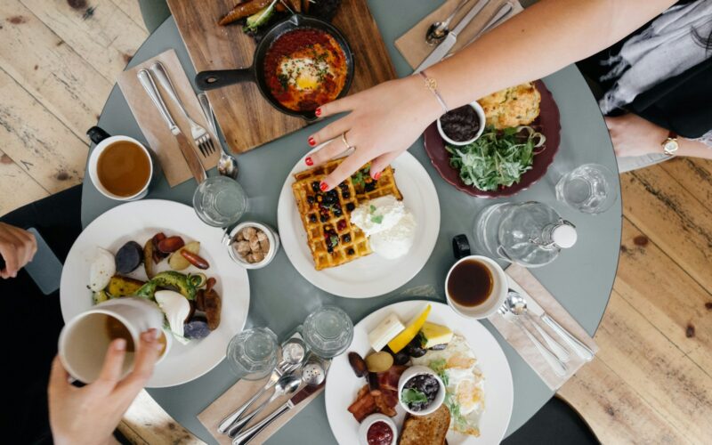 variety of foods on top of gray table