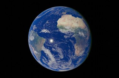 A breathtaking view of Earth from space showing the Atlantic Ocean and continents.