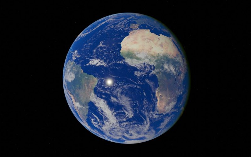 A breathtaking view of Earth from space showing the Atlantic Ocean and continents.